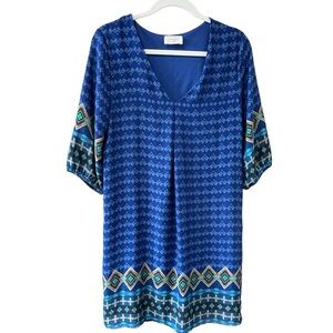 EVERLY Blue Abstract Aztec Lined Women’s Dress Size Medium